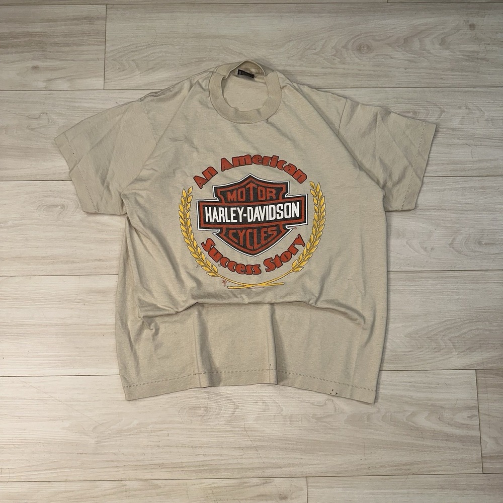Vintage 80s Harley Davidson Shirt Size Large American Success Story Biker Eagle - Picture 1 of 8